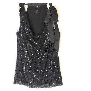 Women’s black sequin blouse, Ann Taylor, size M